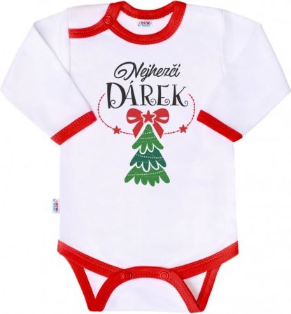 Body s potiskem New Baby Nejhezčí DÁREK, Červená, 56 (0-3m) - obrázek 1
