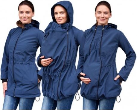 Bunda pro nosící, těhotné - softshellová (přední nošení), tm. modrá, Velikosti těh. moda M/L - obrázek 1