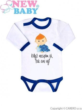 Body s potiskem New Baby Když nespím já, tak ani vy, Modrá, 74 (6-9m) - obrázek 1