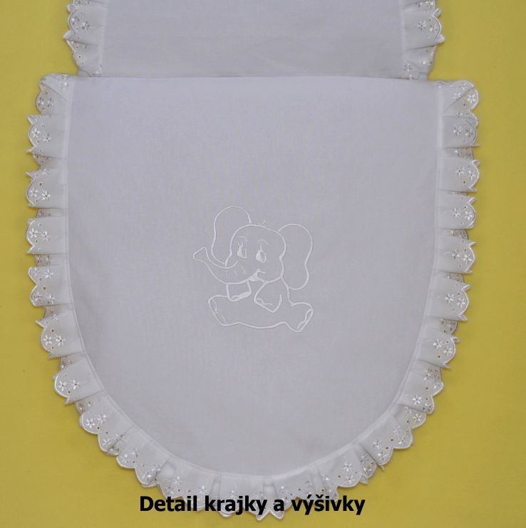 Krajkové peřinky do kočárku, Vítek s výšivkou Slona, Dětský svět - obrázek 2