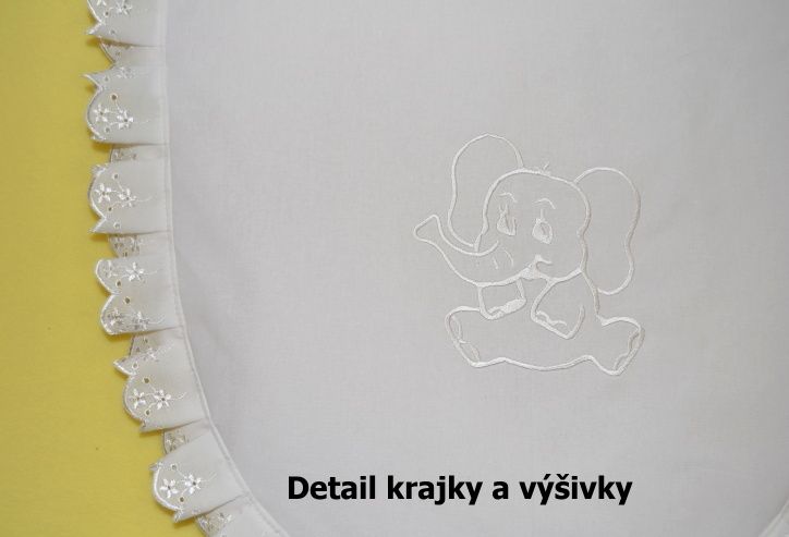 Krajkové peřinky do kočárku, Vítek s výšivkou Slona, Dětský svět - obrázek 3