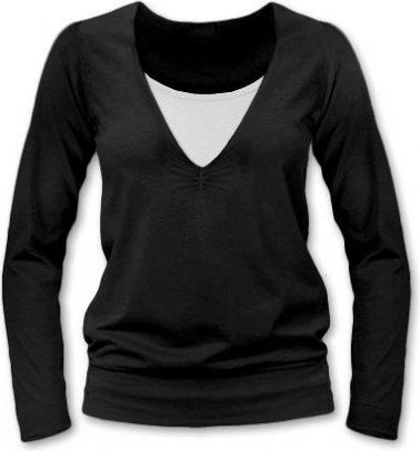 Kojící, těhotenské triko JULIE dl. rukáv - černá, Velikosti těh. moda L/XL - obrázek 1