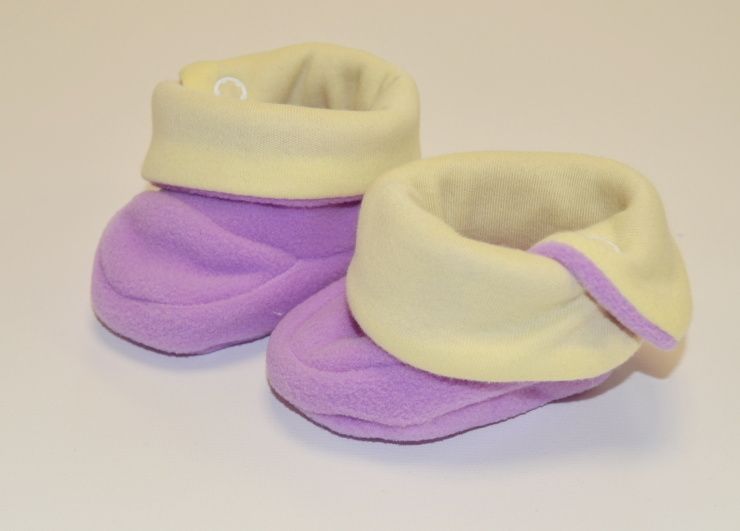 Kojenecké papučky, Dětský svět, fashion baby, fialovožluté vel.0 - obrázek 1
