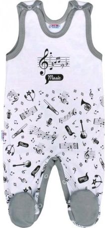Kojenecké bavlněné dupačky New Baby Music, Bílá, 74 (6-9m) - obrázek 1