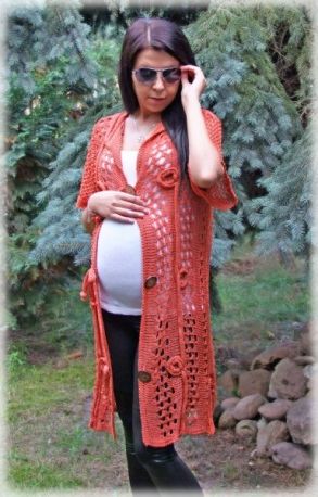 Těhotenský svetřík/plášt - ESCADA - pomerančový losos - obrázek 1