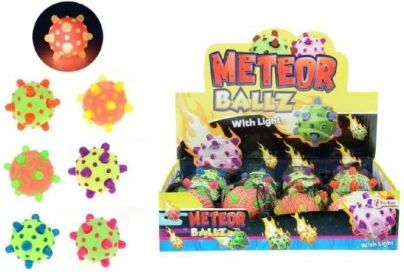 Míček meteor svítící 12cm plast asst mix barev síťce 12ks boxu - obrázek 1