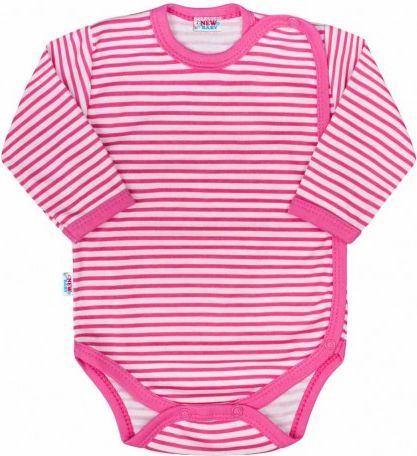 Kojenecké celorozepínací body New Baby Classic II s růžovými pruhy, Růžová, 56 (0-3m) - obrázek 1