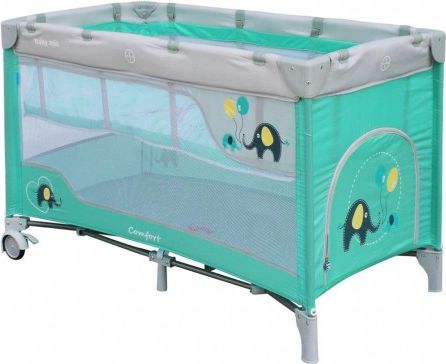 Dětská cestovní postýlka Baby Mix Sloni Mint, Zelená - obrázek 1