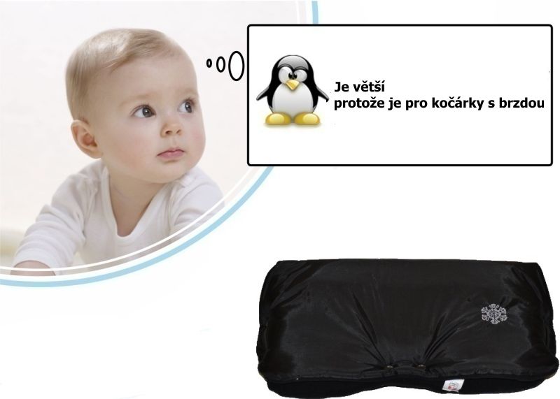 Zimní rukávník na kočárek s brzdou Dětský svět LUX černá/černá - obrázek 1