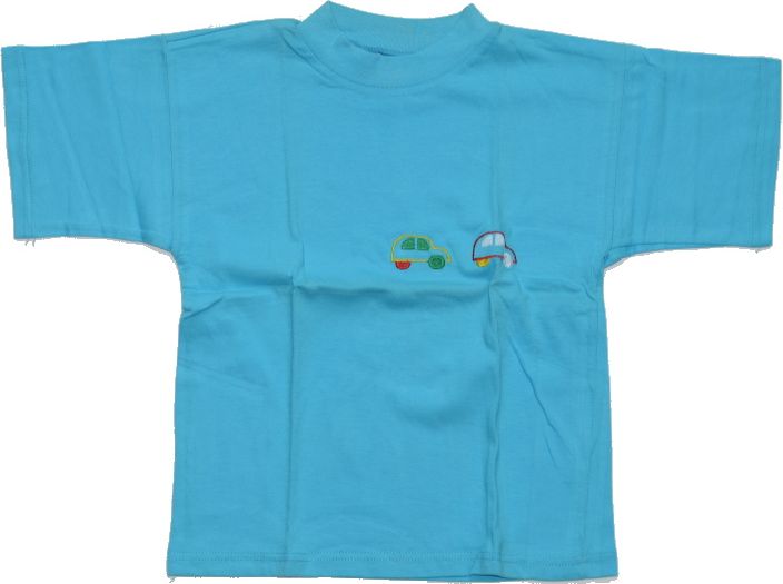 Dětské tričko s krátkým rukávem, tyrkysové s autem velikost 116 Výprodej - obrázek 1