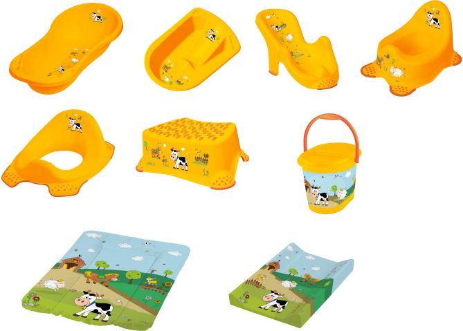 Dětské plastové lehátko do vany Prima Baby Funny Farm oranžové - obrázek 2