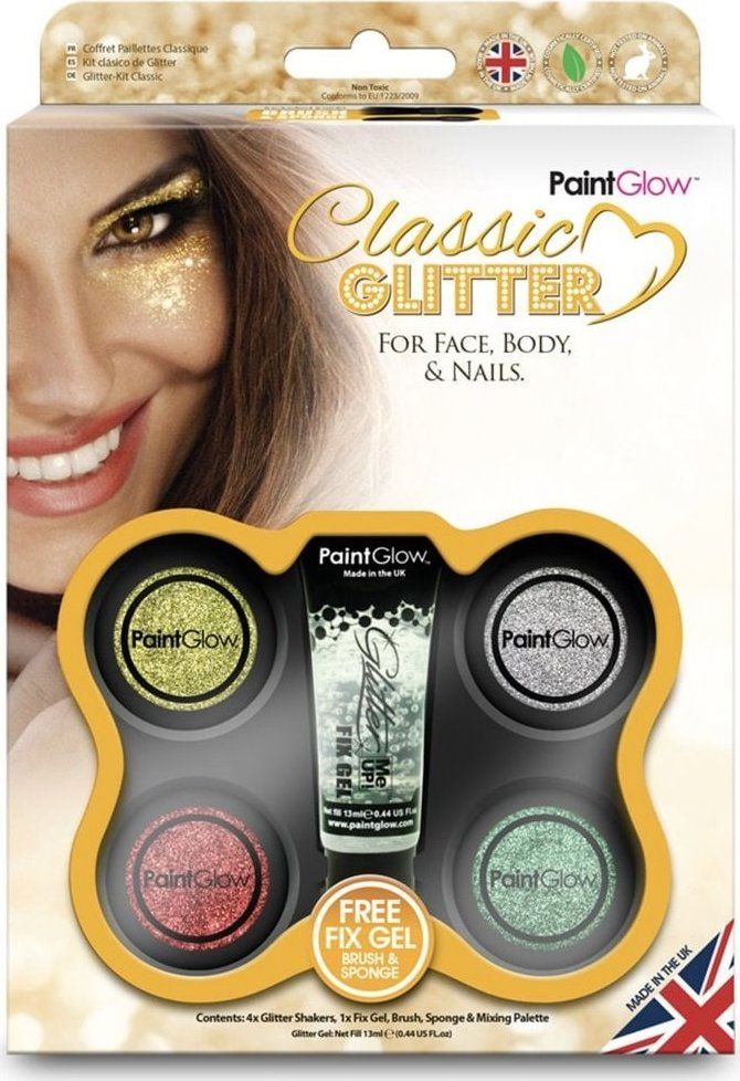 PAINTGLOW Sada třpytek Classic Glitter s fixačním gelem - obrázek 1