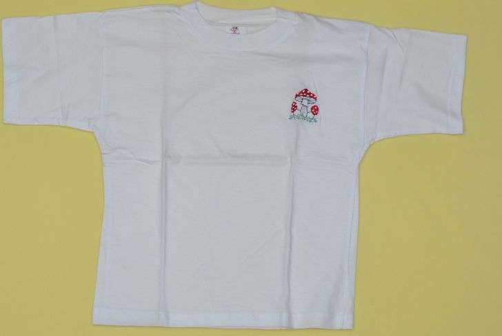 Dětské tričko, bílé s výšivkou hříbku velikost 116 Výprodej - obrázek 1