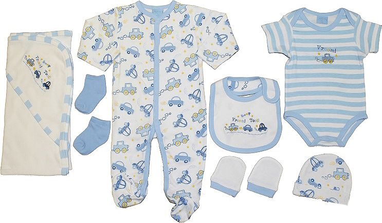 Just Too Cute Kojenecký komplet modrobílý autíčka 7 dílů Velikost: 56 - obrázek 2