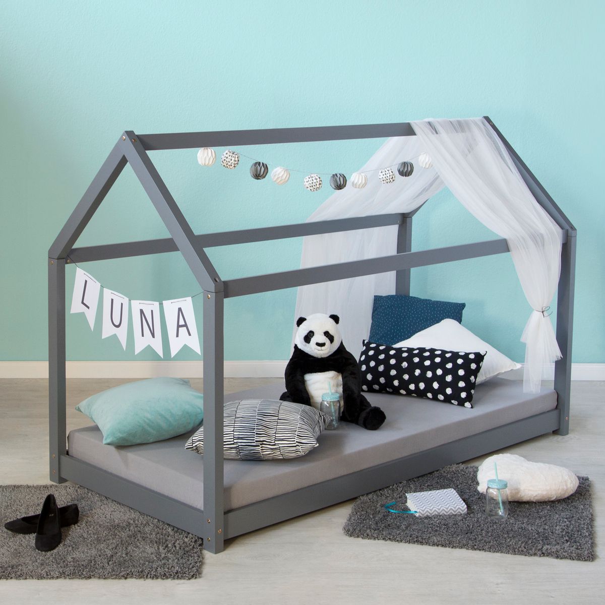 Dětská postel Ourbaby House bed šedá 200x90 cm - obrázek 1