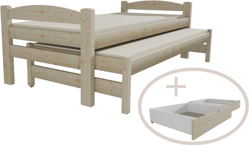 DĚTSKÁ POSTEL S PŘISTÝLKOU KÁJA SUROVÉ DŘEVO S ŠUPLÍKY 180 x 80 cm - obrázek 1