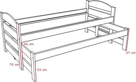 DĚTSKÁ POSTEL S PŘISTÝLKOU KÁJA SUROVÉ DŘEVO S ŠUPLÍKY 180 x 80 cm - obrázek 3
