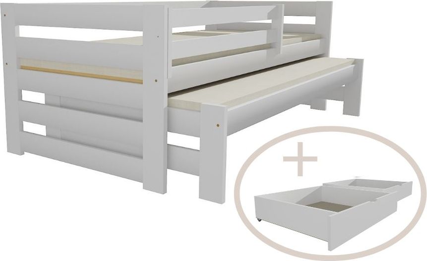 DĚTSKÁ POSTEL S PŘISTÝLKOU LUKÁŠ BÍLÁ S ŠUPLÍKY 180 x 80 cm