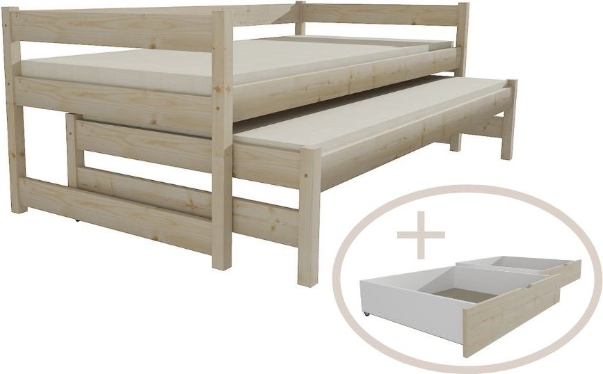 DĚTSKÁ POSTEL S PŘISTÝLKOU GABKA SUROVÉ DŘEVO S ŠUPLÍKY 200 x 90 cm - obrázek 1