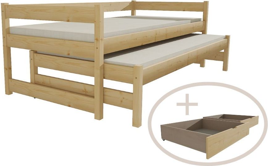 DĚTSKÁ POSTEL S PŘISTÝLKOU GABKA BEZBARVÝ LAK S ŠUPLÍKY 180 x 80 cm