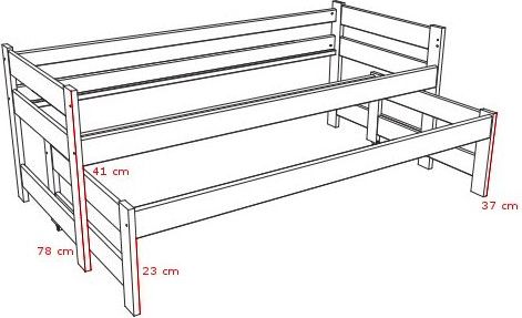 DĚTSKÁ POSTEL S PŘISTÝLKOU GABKA BÍLÁ S ŠUPLÍKY 180 x 80 cm - obrázek 3