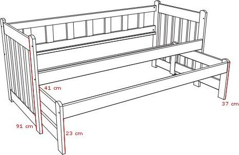DĚTSKÁ POSTEL S PŘISTÝLKOU KUBA SUROVÉ DŘEVO S ŠUPLÍKY 200 x 90 cm - obrázek 3