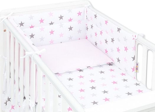 POVLEČENÍ DO POSTÝLKY S MANTINELEM MINI HVĚZDIČKY RŮŽOVÉ 120 x 90 cm - obrázek 1