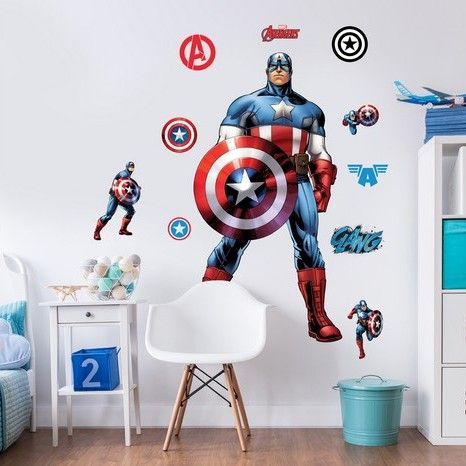 VELKÁ SAMOLEPKA NA ZEĎ CAPTAIN AMERICA - obrázek 1