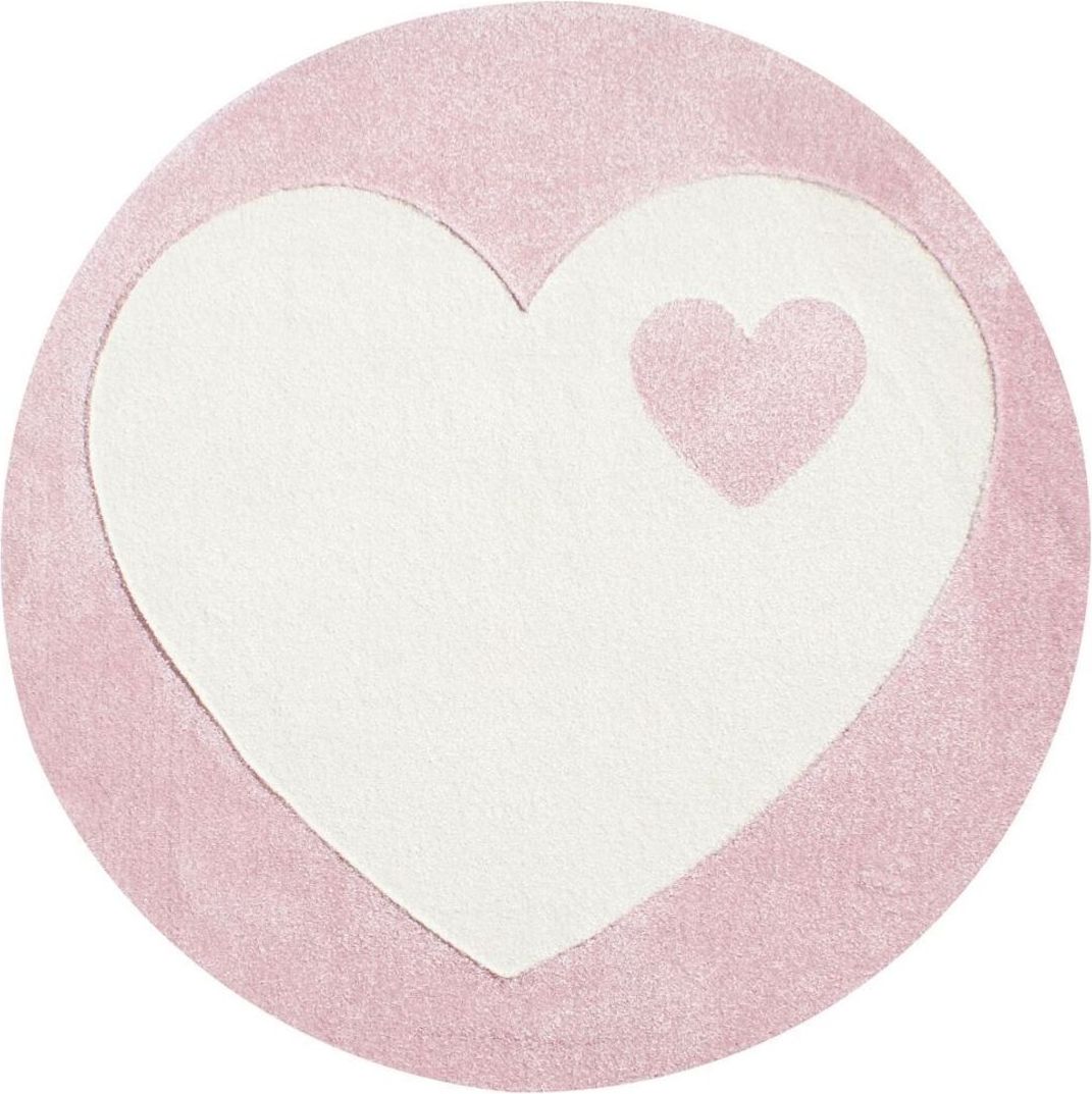 Koberec LIVONE Heart 18874-0 kruh průměr 133 cm bílá růžová - obrázek 1
