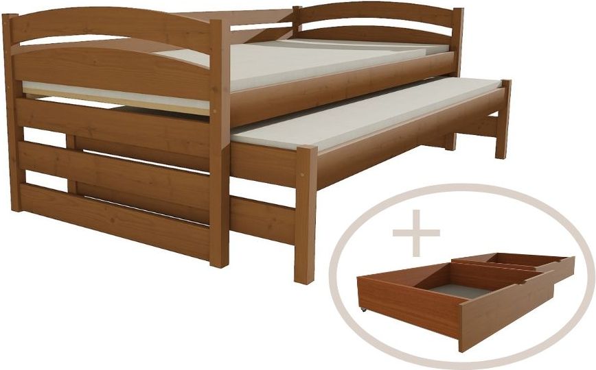 DĚTSKÁ POSTEL S PŘISTÝLKOU JANA MOŘENÍ DUB S ŠUPLÍKY 200 x 90 cm