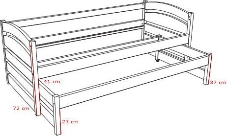 DĚTSKÁ POSTEL S PŘISTÝLKOU JANA MOŘENÍ DUB S ŠUPLÍKY 200 x 90 cm - obrázek 3