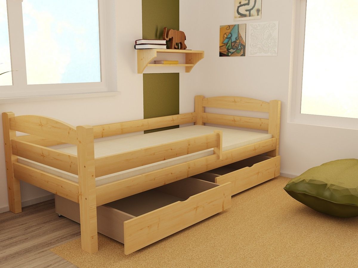 DĚTSKÁ POSTEL ONDRA BEZBARVÝ LAK S ŠUPLÍKY 180 x 80 cm - obrázek 2