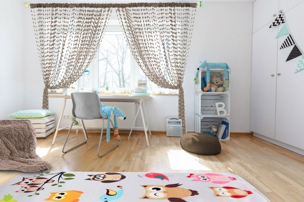 DĚTSKÁ BAMBULKOVÁ ZÁCLONA/ZÁVĚS BABY BALL 150 x 240 - MOCCA - obrázek 1