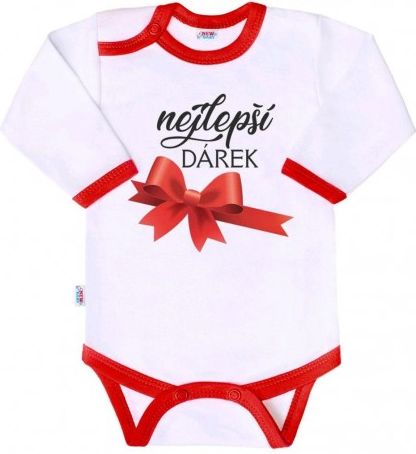 Body s potiskem New Baby nejlepší DÁREK, Červená, 62 (3-6m) - obrázek 1