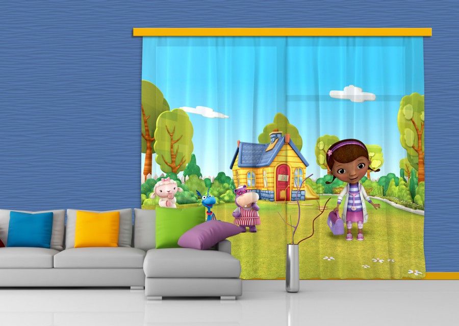 DĚTSKÉ ZÁVĚSY DR. MCSTUFFINS (SADA 2 KS, BLACK OUT) - obrázek 2