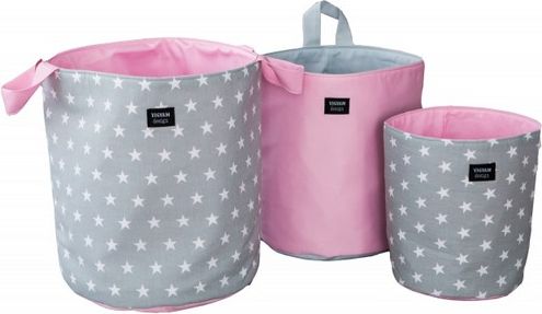 KOŠE NA HRAČKY STARS PINK (sada 3 ks) - obrázek 1