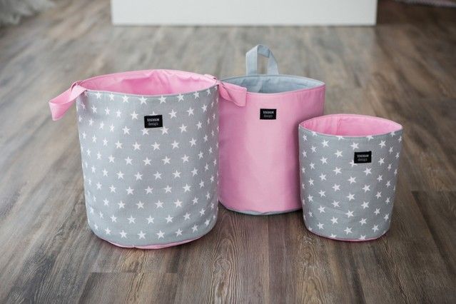 KOŠE NA HRAČKY STARS PINK (sada 3 ks) - obrázek 2