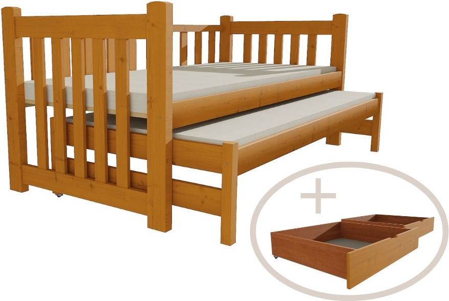 DĚTSKÁ POSTEL S PŘISTÝLKOU KUBA MOŘENÍ OLŠE S ŠUPLÍKY 200 x 90 cm