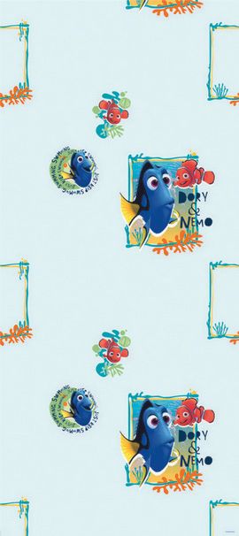 DĚTSKÁ VLIESOVÁ TAPETA DORY A NEMO SVĚTLE MODRÁ - obrázek 1