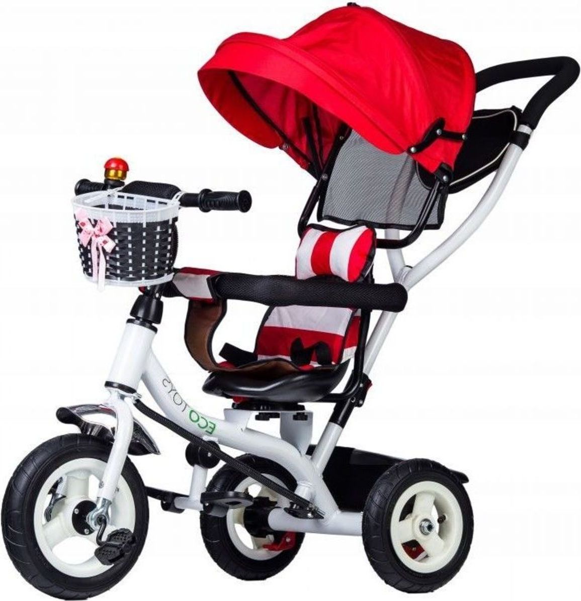 Tříkolka s vodicí tyčí a otočným sedátkem - červená TWB Balance - Red - obrázek 1