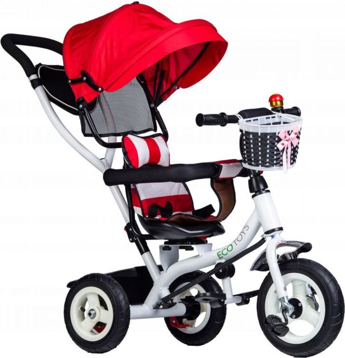 Tříkolka s vodicí tyčí a otočným sedátkem - červená TWB Balance - Red - obrázek 3