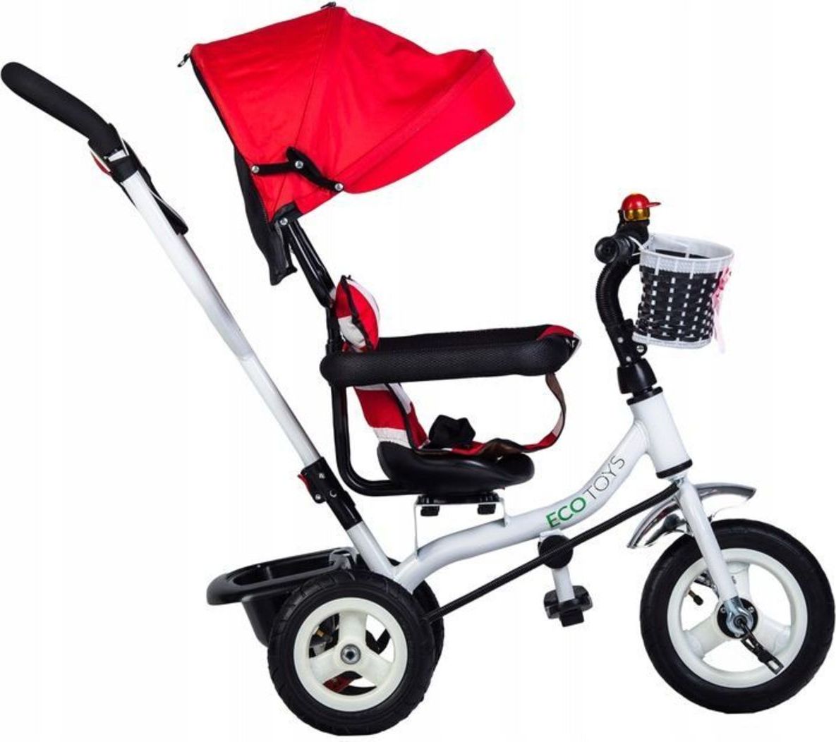 Tříkolka s vodicí tyčí a otočným sedátkem - červená TWB Balance - Red - obrázek 4