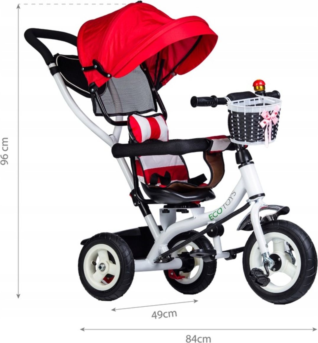 Tříkolka s vodicí tyčí a otočným sedátkem - červená TWB Balance - Red - obrázek 7