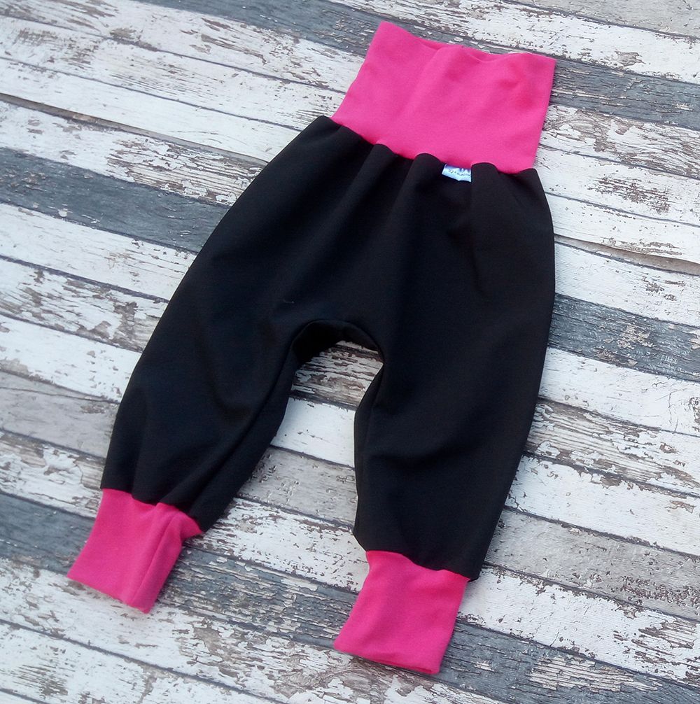 Softshellové kalhoty Yháček, zimní, černá/růžová Velikost: 74 - obrázek 1