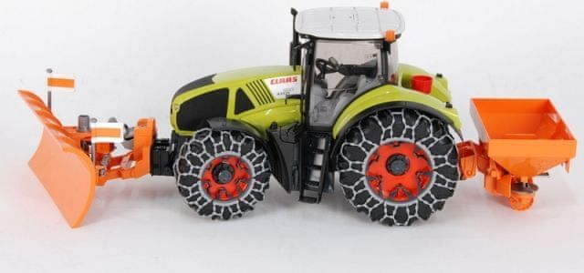 Bruder 1174 Claas Axion 950 s řetězi, radlicí a posypem - obrázek 1
