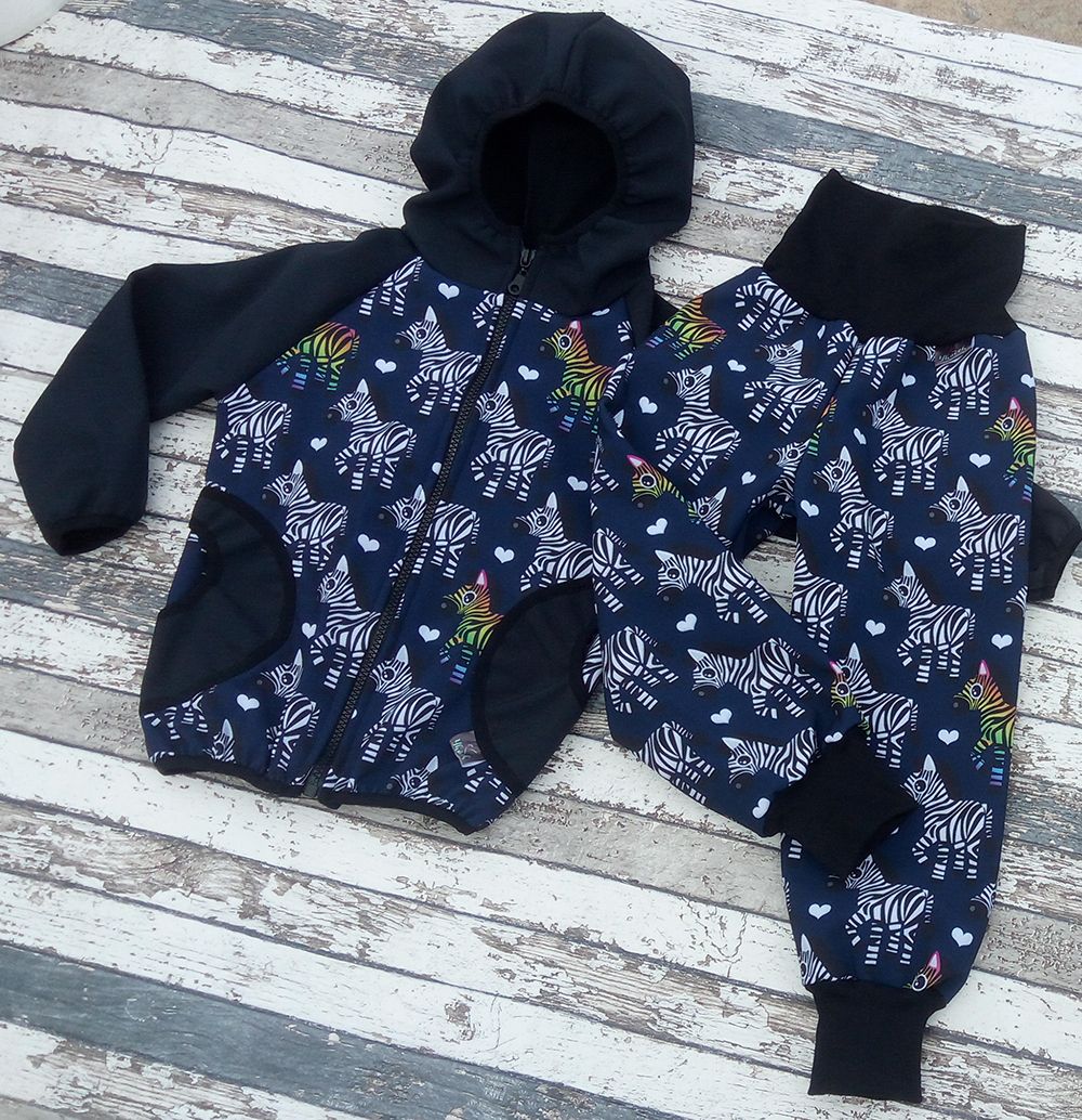 Softshellová bunda Yháček, zebry na navy Velikost: 80 - obrázek 2