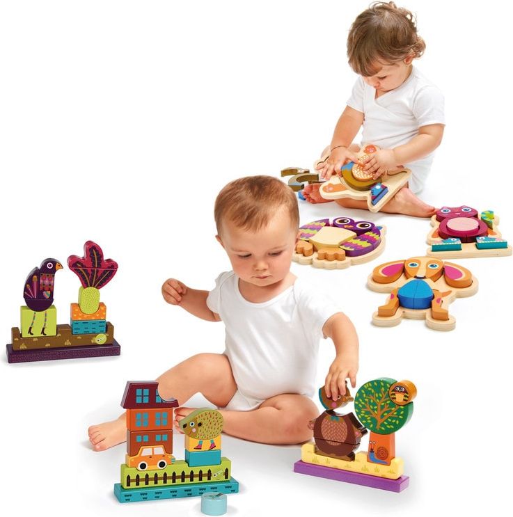 O-OOPS Happy Puzzle! - Zvířátkové dřevěné puzzle na desce 9ks šnek - obrázek 2