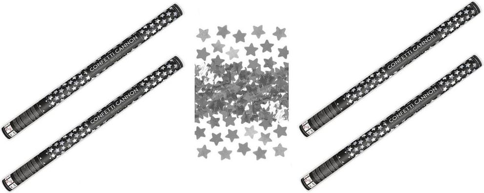 Konfety 80 cm STŘÍBRNÉ hvězdičky 4 ks - obrázek 1