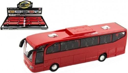 Teddies Autobus červený plast 23cm na setrvačník na baterie se zvukem se světlem 6ks v boxu - obrázek 1
