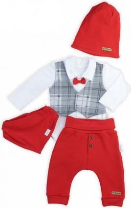 NICOL Sváteční komplet oblečení FOR BOY - 4 dílný, červený, vel. 74 - obrázek 1